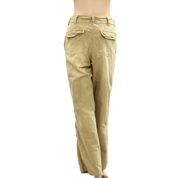 Free People Cleo Washed Chino Pants Straight Leg Pull On Cotton L-12 NEW 278613 - Picture 7 of 9